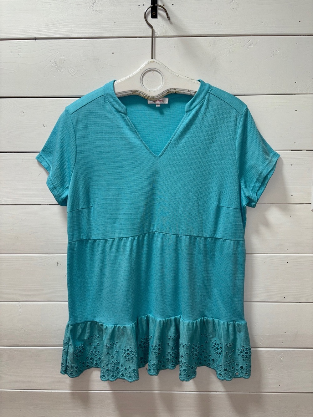 Grenier Textured Peplum Top – Turquoise – XL - Picture 5 of 9
